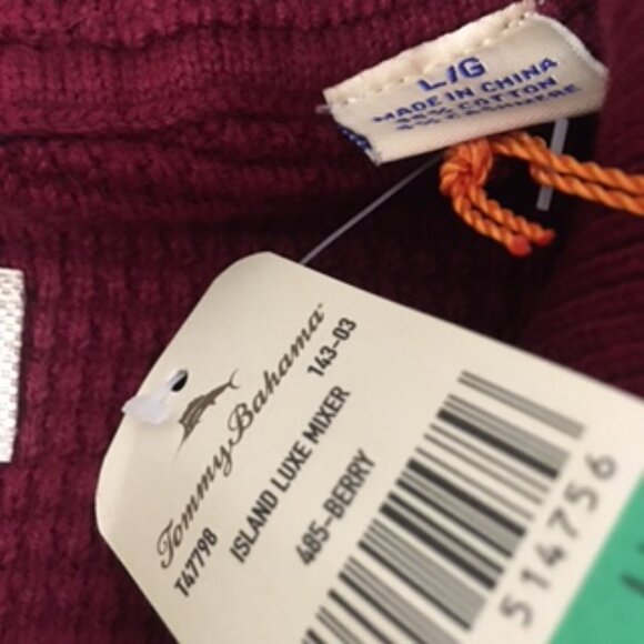 Tommy Bahama Knit L/S Half Zip Sweater NEW W/Tags Size Large Cotton&Cashmere - Picture 6 of 10